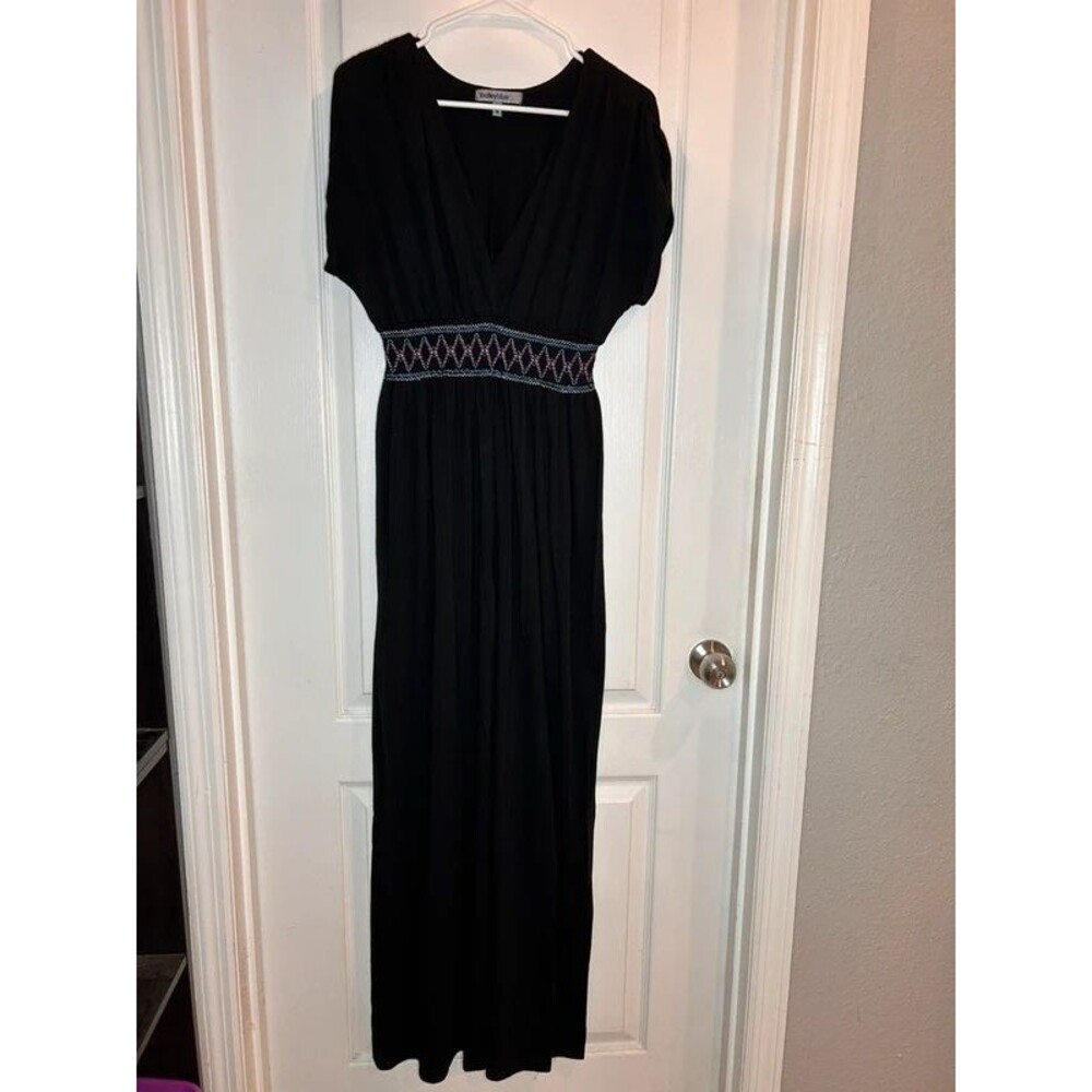 Bailey Blue Dress Women Large Brown Jersey Knit Maxi Smocked Waist Size Medium